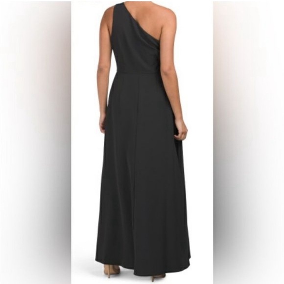 JULIA JORDAN CAPE DRESS GOWN PANTS SUIT WALK THROUGH JUMPSUIT BLACK 8 NEW - Picture 2 of 2